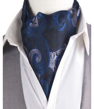 Set met cravat + pochet blauw en lila