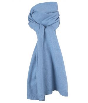 Licht-deminblauwe kasjmier-blend sjaal 