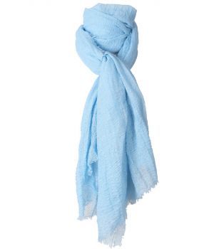 Lichtblauwe sjaal met rafel franjes