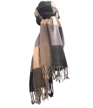 Pashmina sjaal met kleurvlakken in beige en grijs-tinten