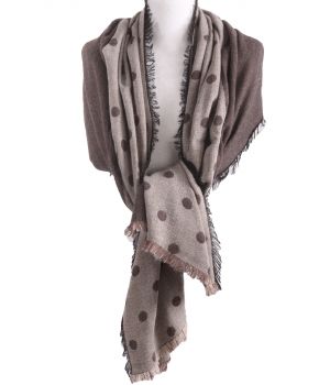 Sjaal met polkadot print in bruin en beige