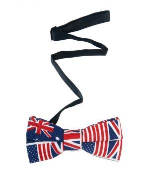 Canvas vlinderstrik met USA/Engelse vlag motief