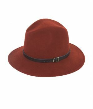 Cognac kleurige wollen fedora hoed