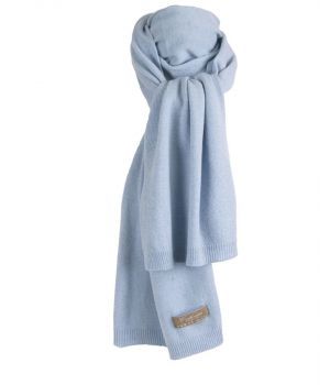 Licht-deminblauwe kasjmier-blend sjaal 