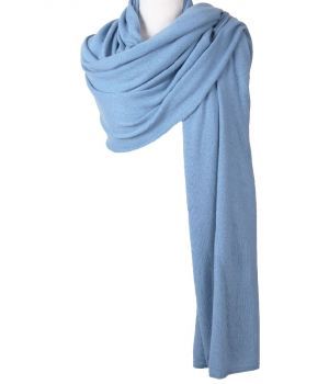 Lichtblauwe kasjmier-blend sjaal/omslagdoek