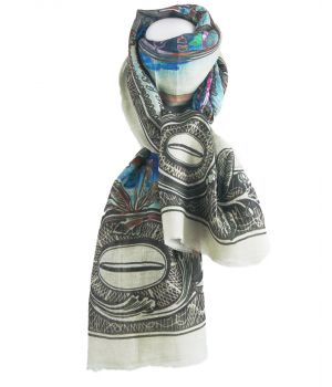 Zachte linnen-zijdeblend  sjaal met dollar-biljet print