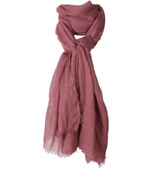 Donker-oudroze sjaal met rafel franjes