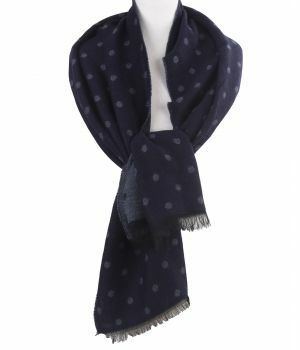 Sjaal met polkadot print in donkerblauw
