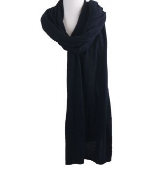 Kasjmier-blend sjaal/omslagdoek in marineblauw