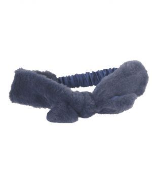 Donkerblauwe  zachte kunstbont haarband