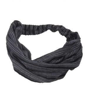 Katoenen haarband met strepen in grijs en zwart