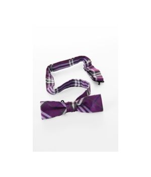 Vlinderstik purple/white tartan met verstelbaar bandje