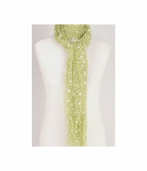 Groene met witte netgeweven chenille sjaal