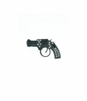 Zwarte revolver ring met strass
