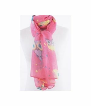 Roze sjaal met uilenprint