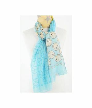 Turquoise sjaal met mix van trendy Pop Art prints