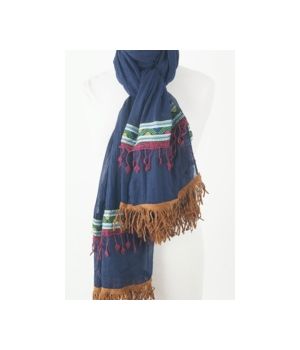 Grote donkerblauwe Boho-look sjaal