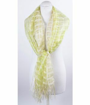Sjaal van off-white en lime groene organza