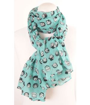 Mintgroene sjaal met fashion thema