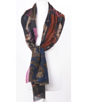 Luchtige wol/zijdeblend sjaal met digitale Marilyn Monroe print