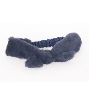 Donkerblauwe  zachte kunstbont haarband