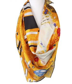 Vierkante zijden sjaal met print van de "de Kus" 