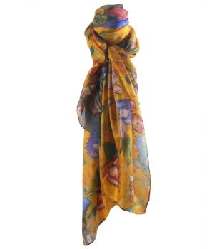 Zijden sjaal/stola met afbeelding van "Lady with Fan'' van Gustav Klimt