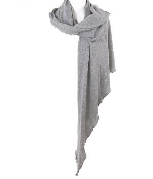 Lichtgrijze fijngebreide cashmere sjaal/stola