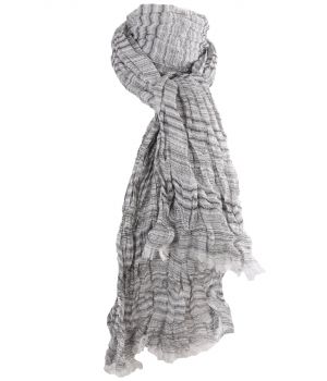 Lichtgrijze gecrushte sjaal met strepen 