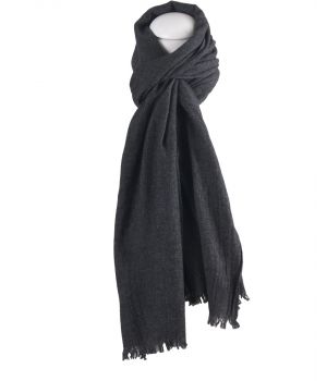 Gemêleerde wol-blend sjaal in donkergrijs