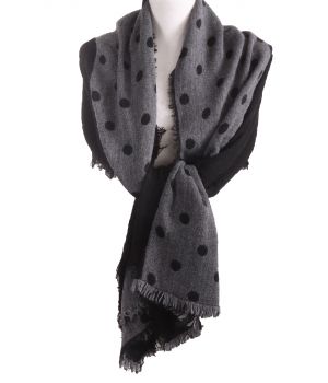 Sjaal met polkadot print in grijs