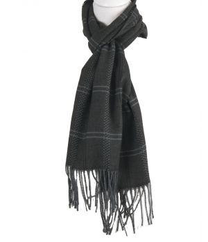 Zwarte sjaal met ruitpatroon in donkergrijs