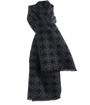 Zachte wol-blend sjaal met ornament print in grijs