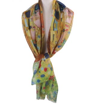 Sjaal met een print van "de Kus" van Gustav Klimt