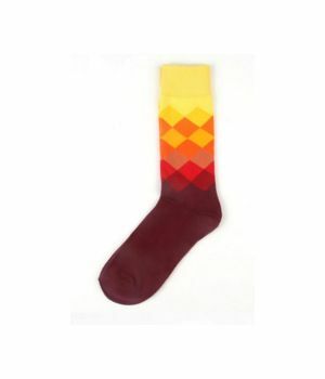 Geel oranje sokken met multicolor schuine blokruit