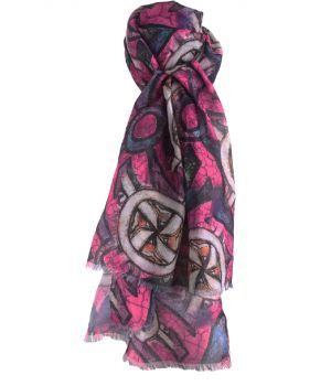 Hardroze sjaal met ornament motief
