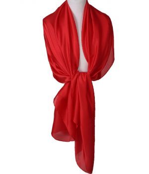 Helderrode zijde-blend sjaal 