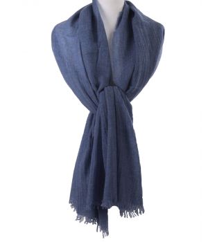Jeansblauwe stola/sjaal van 100% kasjmier