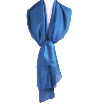 Jeansblauwe zijde-blend sjaal 