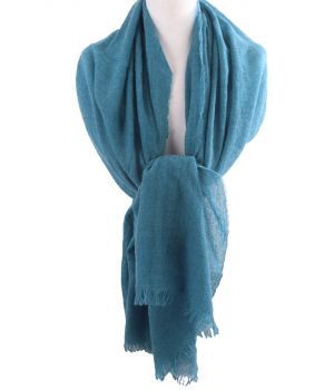 Donker-turquoise stola/sjaal van 100% kasjmier