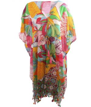 Katoenen kimono met kleurrijke bloemenprint