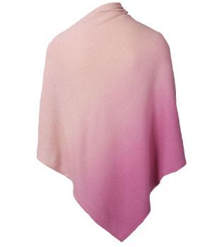 Kasjmier-blend poncho met kleurverloop in roze