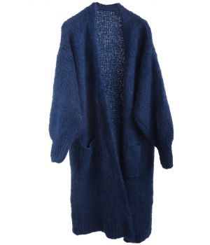 Lange mohair-blend vest in kobaltblauw