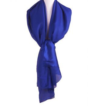 Kobaltblauwe zijde-blend sjaal 