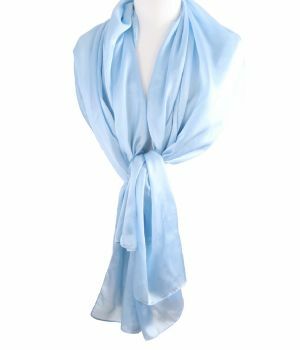 Zijde-blend sjaal in lichtblauw
