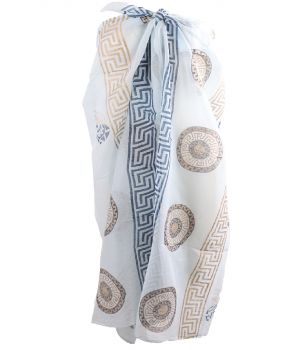 Mintgroene sarong met Griekse ornamenten print 