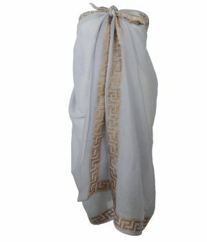 Lichtgrijze sarong met Griekse ornament print 