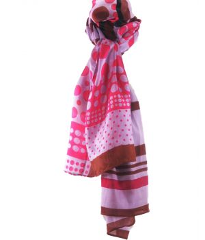Zijde-blend sjaal in lila en hardroze