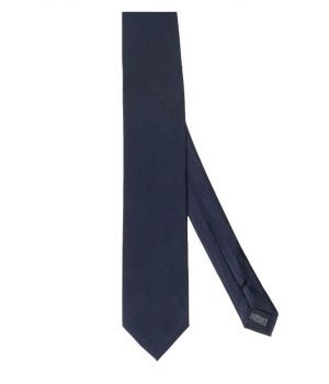 Marineblauwe zijden stropdas