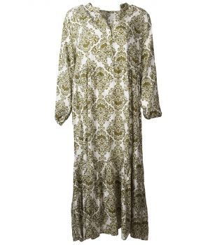 Maxi-jurk met klassieke ornament print in olijf
